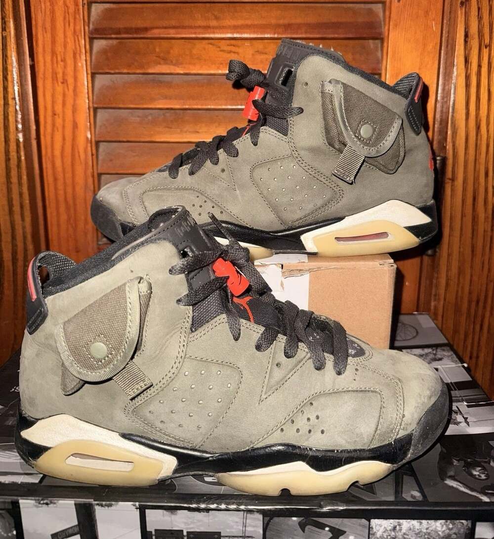 Size 7Y - Jordan 6 Retro x Travis Scott Mid Olive